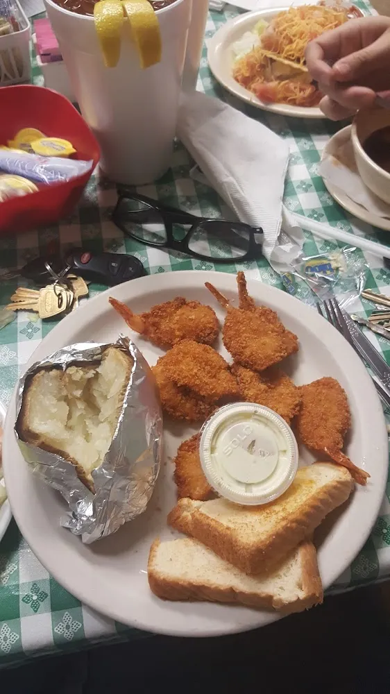 Fried Shrimp with a Baked Potato